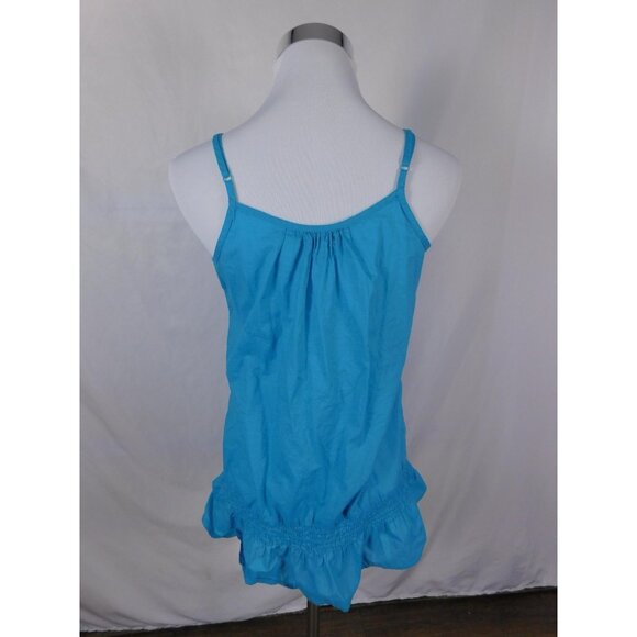 Apt 9 Turquoise Beaded Boho Tank M - Ruffle Hem Embellished - Excellent - Picture 6 of 11